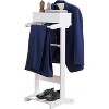 Kings Brand White Wooden Valet Stand – Freestanding Clothes Organizer, Garment Rack, Coat Hanger, Shoe Shelf & Accessory Storage - 2 of 4