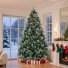 KWPZQEB 8FT Artificial Christmas Tree with 1550 Tips Pinecones & Berries s, Pine Snow Frosted Xmas Tree with Metal Base, Easy Assembly, Green - 3 of 4
