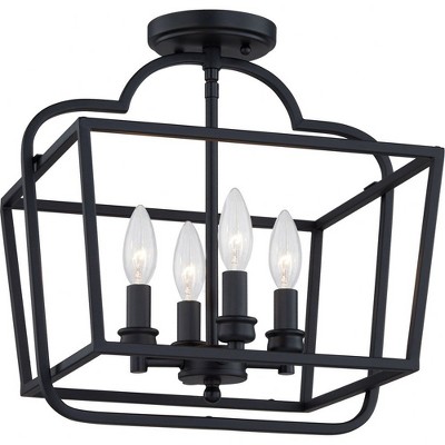 Blanche Matte Black 4-Light Transitional Semi-Flush Mount