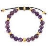 Crucible Men's Amethyst Stone and Gold Plated Steel Bead Adjustable Bracelet (8mm) - 2 of 4
