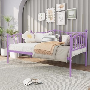 Metal Twin Daybed, Space-Saving Sofa Bed with Headboard & Steel Slat Support, No Box Spring Needed, Ideal for Apartment, Living Room, Small Spaces - 1 of 4