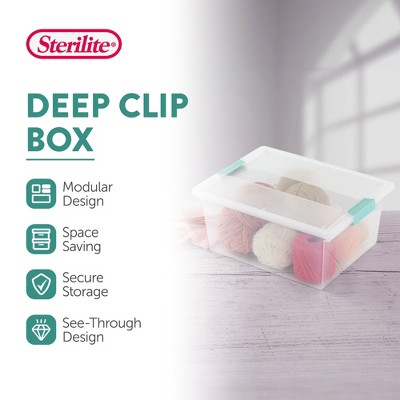 Clear Plastic Stackable Storage Bin with Latching Lid, 14" x 11"