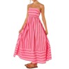 Women Summer Dress Square Neck Strappy Striped Backless Maxi Dress - 2 of 4