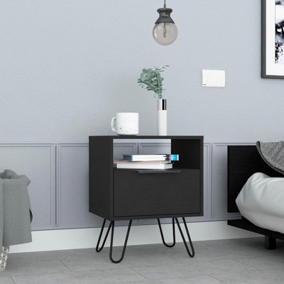 NicBex Nightstand with 1 Drawer,Bedside Table with Solid Wood Frame and Wood Legs,Modern Side Table for Bedroom,Living Room