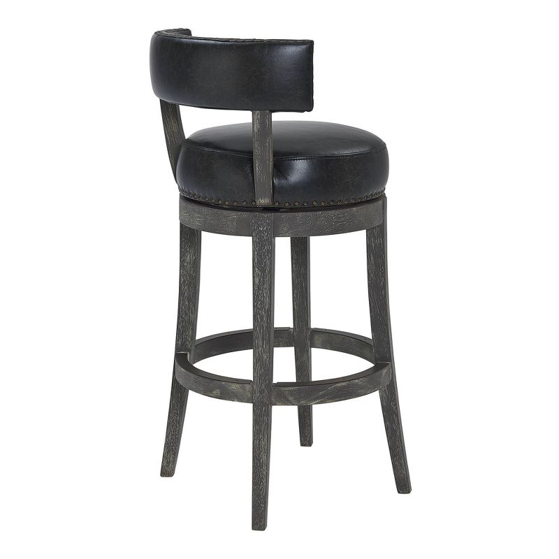 26&#34; Corbin Faux Leather Wood Swivel Counter Height Barstool Gray Onyx - Armen Living, 4 of 10