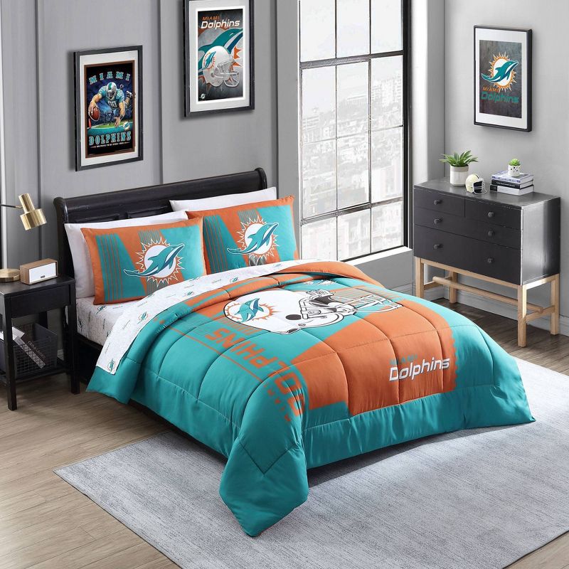 NFL Miami Dolphins Status Bed In A Bag Sheet Set - Queen, 1 of 2