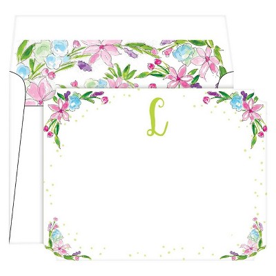 10ct Die-Cut Social Set Floral Crest Monogram - L