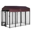 PawHut Outdoor Dog Kennel with Rotating Bowl Holders, Dog Playpen Fence with Waterproof Cover, 8' x 4' x 6', Red - 4 of 4