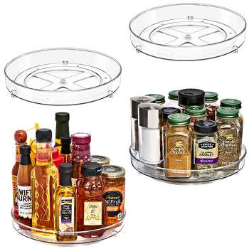 Sorbus Flat Clear Lazy Susan Organizer - 4 pack -  - for Fridge, Pantry, Cabinet, Table, Makeup, Bathroom and More