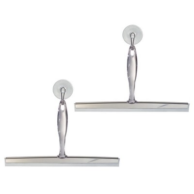 iDesign Shower Squeegee with Wall Hook, Set of 2, Clear/Stainless Steel