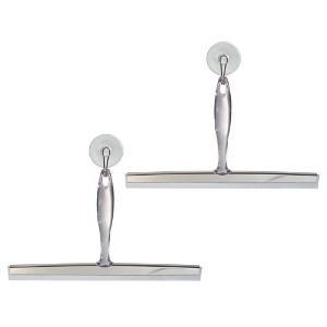 iDesign Shower Squeegee with Wall Hook, Set of 2, Clear/Stainless Steel - 1 of 4