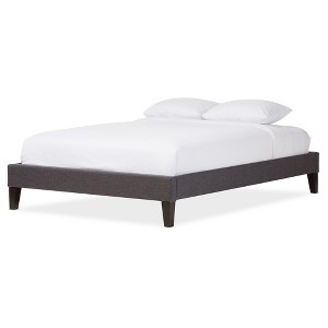 Baxton Studio Full Lancashire Modern and Contemporary Fabric Upholstered Bed Frame with Tapered Legs Dark Gray: No Box Spring Needed - 1 of 4