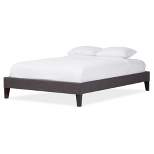 Full Lancashire Modern and Contemporary Fabric Upholstered Bed Frame with Tapered Legs Dark Gray - Baxton Studio