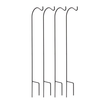 Ashman Black 65-Inch Steel Shepherd Hook for Outdoor Decor, 4 Pack