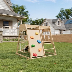 8-in-1 Wooden Jungle Gym Climber ¨C All-in-One Indoor/Outdoor Playset with Slide & Swing - 1 of 4