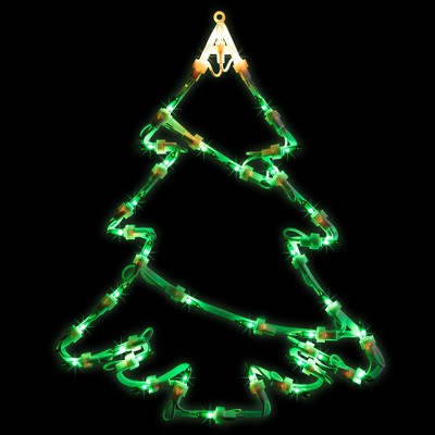 Green and Yellow LED Christmas Tree Window Silhouette Decoration