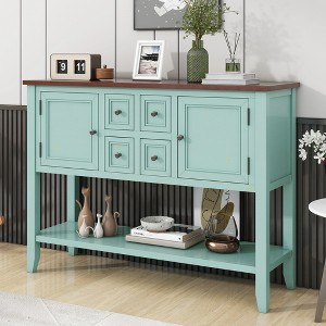LOVMOR Cambridge Series Ample Storage Vintage Console Table with Four Small Drawers and Bottom Shelf for Living Rooms, Entrances and Kitchens - 1 of 4