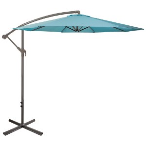 Northlight 10' Octagon Outdoor Patio Off-Set Umbrella with Crank and Tilt  - Blue - 1 of 4