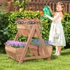 Tangkula Vertical Raised Garden bed Wood Tiered Plant Stand w/ 3 Planter Containers Drainage Holes for Vegetables Flowers Herbs Growing 21” x 8” x 8.5”/40” x 10” x 8.5” - 4 of 4