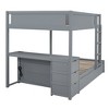 NicBex Full over Full Bunk Bed with Desk Wooden Bed Frame with Trundle, Drawers, Ladder and Full Length Guardrail, No Box Spring Required - 4 of 4