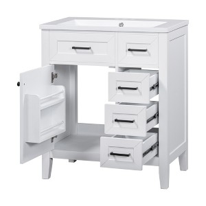 Rbied 30 in. Single Sink Freestanding Bath Vanity with White Ceramic Top and 3 Drawer Unassembled - 1 of 4