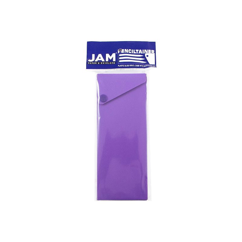 JAM Paper Plastic Sliding Pencil Case Box with Button Snap Purple 2166513300, 4 of 5