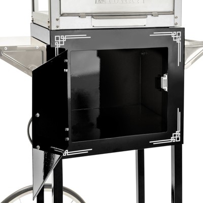 Vintage Black Popcorn Machine with Cart and 8-Ounce Kettle