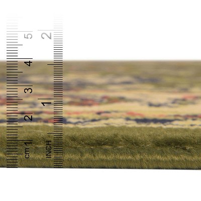 Olive and Ivory Rectangular Synthetic 4' x 6' Area Rug