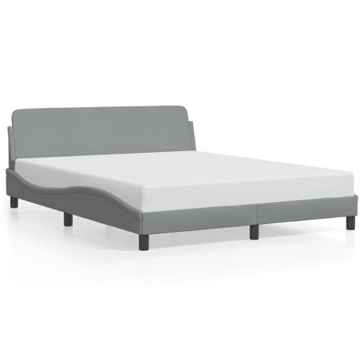vidaXL Elegant Light Gray Fabric Queen Bed Frame - Modern Design with Headboard, Sturdy Wooden & Metal Support, for Bedroom Comfort