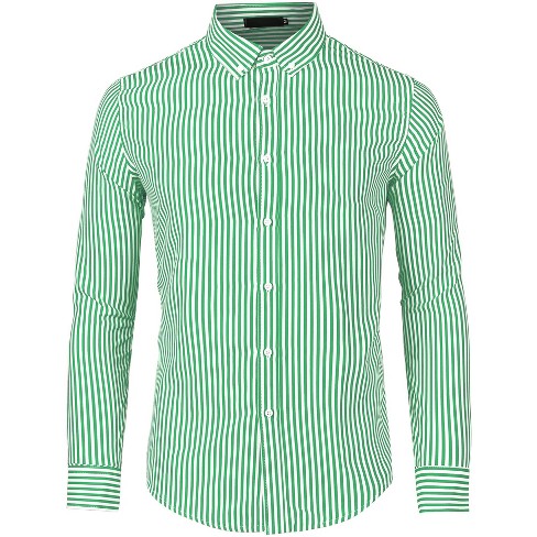 Men's Business Vertical Striped Long Sleeves Button Down Dress Shirts ...