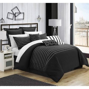 Chic Home Design King 9pc Karlston Bed In A Bag Comforter Set Black