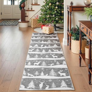Runner Rug, Washable Low Pile Christmas Carpet, Soft Non Slip Indoor Mat for Kitchen, Entryway or Living Room - 1 of 4