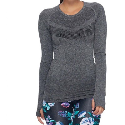Women's Charcoal Joshua Tree Seamless Long Sleeve Pullover - Body Glove