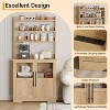 coucheta Farmhouse Coffee Bar Cabinet for Kitchen with Power Outlet and Microwave Oven Stand, Pantry Hutch with 2 Door & Versatile Storage Shelf - 4 of 4