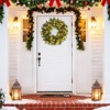 24" Christmas Wreath, Artificial Christmas Decorations with LED Lights, Indoor and Outdoor Holiday Decorative Wreath for Doors, Windows, Walls, Green - 3 of 4