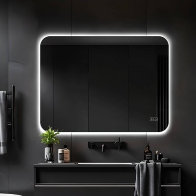Dovelina LED Wall Mounted Backlit Mirror with Anti-Fog Modern Rectrangle Bathroom Vanity Mirror