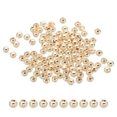 Unique Bargains Metal Round Jewelry Making Gold Filled Spacer Beads 100 Pcs