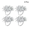 Unique Bargains Alloy Shiny Decorative Wear Resistance  Rhinestone Crystal Flower Napkin Rings 4 Pcs - 3 of 4