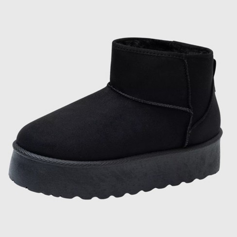 Alpine Swiss Brynn Womens Ultra Mini Platform Boots Faux Fur Warm Winter Short Ankle Booties Black 7 M Us Target