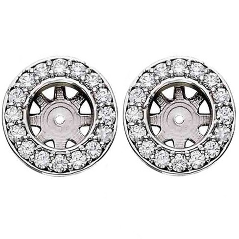 1 1/2ct Diamond Halo Earring Studs Jackets 14k White Gold (6-6.7mm)