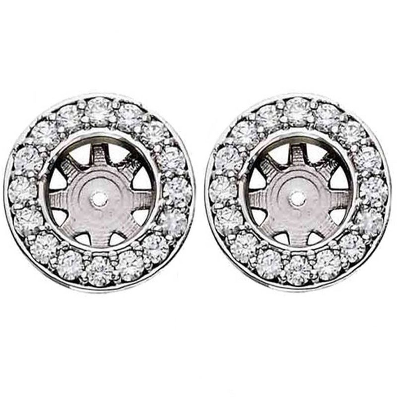 Pompeii3 3/4ct Halo Diamond Studs Earring Jackets White Gold (6-6.5mm), 1 of 5