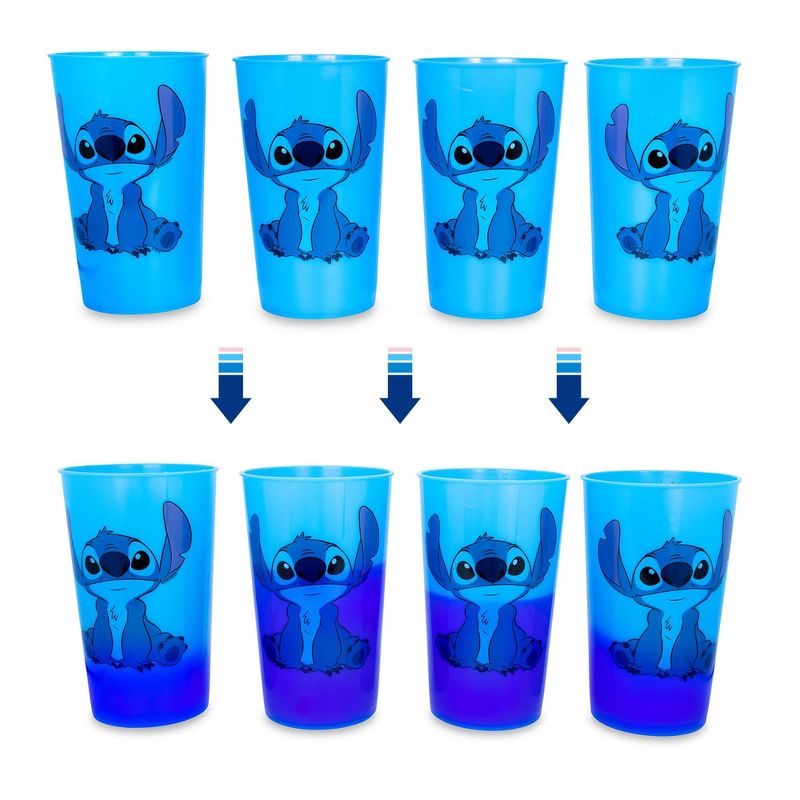 Silver Buffalo Disney Lilo & Stitch Color-Changing Plastic Cups | Set of 4, 1 of 8