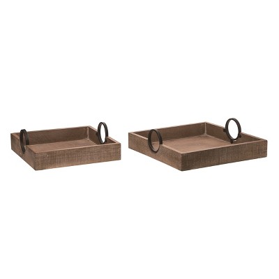 Transpac Wood Brown Everyday Trays Set of 2