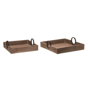 Transpac Wood Brown Everyday Trays Set of 2 - 1 of 2