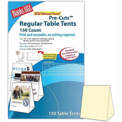 Blanks/USA 3.67 x 3 1/8 x 5 3/8 80 lbs. Table Tent Natural/Ivory 150/Pack TTU01S8NA