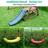 Wood Swing Set w/Slide,Wood Swing Set for Backyard, 2 in 1 Outdoor Swing Set with Slide, Climbing Rope Ladder Kids Backyard Playset - 3 of 4