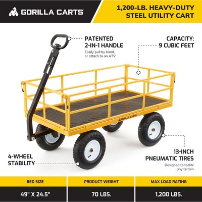 Yellow Heavy Duty Steel Utility Cart with Mesh Bed