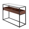 Display Contemporary Console Table, Metal & Natural Wood with Clear Glass - 3 of 4