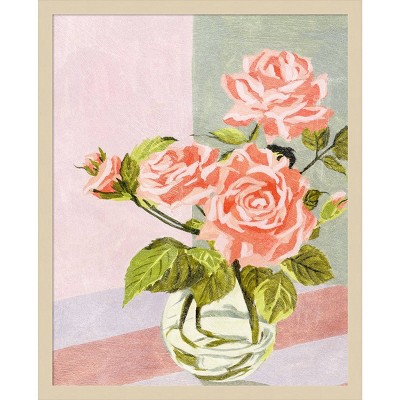 Douces Roses I Pink and Green Framed Wall Art Print