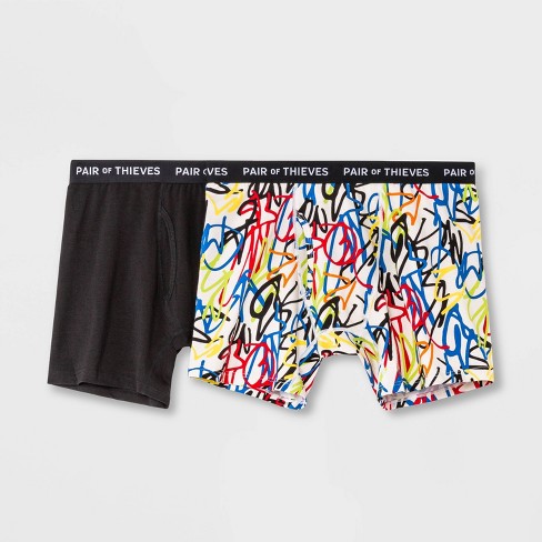 Pair of Thieves Men's 2pk Super Soft Abstract Scribble Boxer Briefs - M